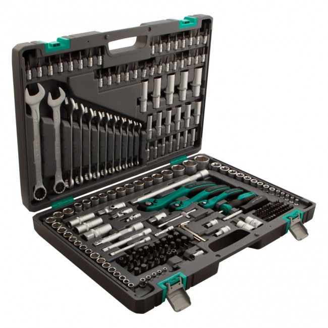 Набор инструментов 1/4", 3/8", 1/2", Cr-V 216 предметов Stels