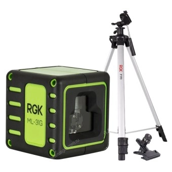 Комплект: лазерный уровень RGK ML-31G с калибровкой + штатив RGK F170, кронштейн RGK K-5