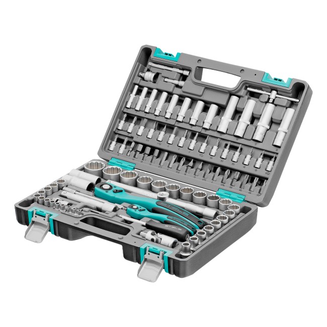 Набор инструментов 1/2", 1/4", CrV 12 гранные головки 94 предмета Stels