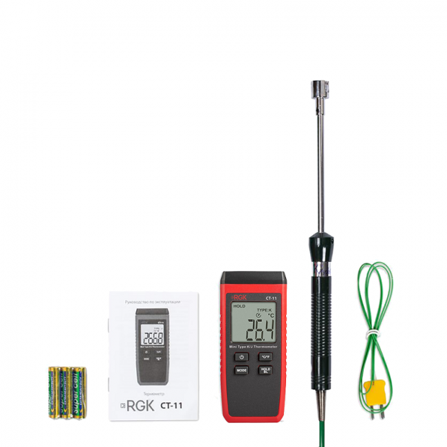 Термометр RGK CT-11 с поверхностным зондом TR-10S с поверкой Термометр RGK CT-11 с поверхностным зондом TR-10S с поверкой