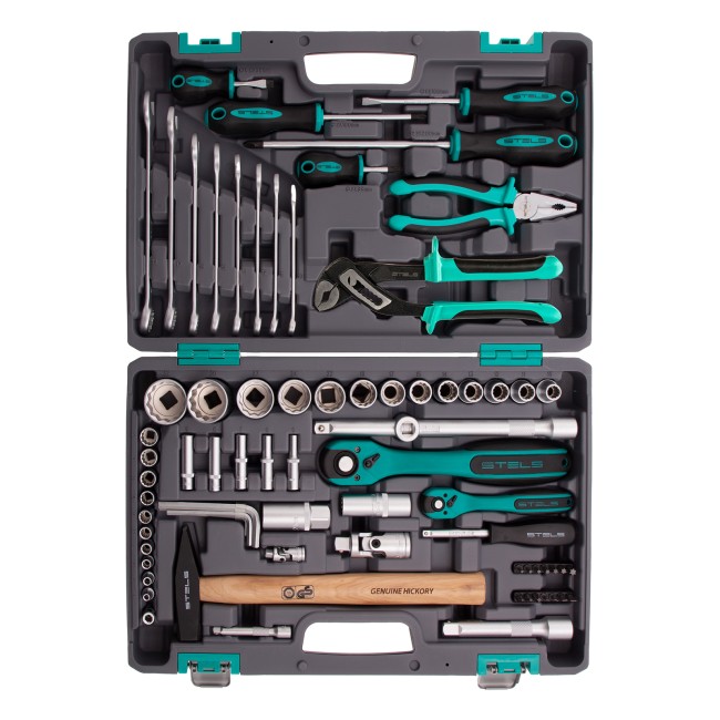 Набор инструментов, 1/2", 1/4", CrV 76 предметов Stels