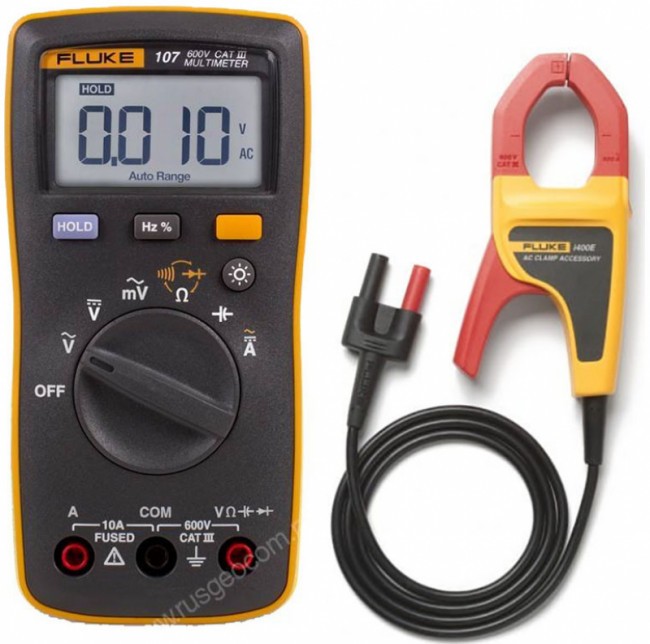 Комплект - мультиметр Fluke 107 с токовыми клещами Fluke I400E ERTA