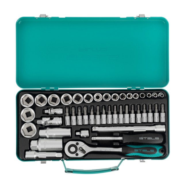 Набор торцевых головок с трещоткой 1/4"и 3/8" 44 предмета Stels
