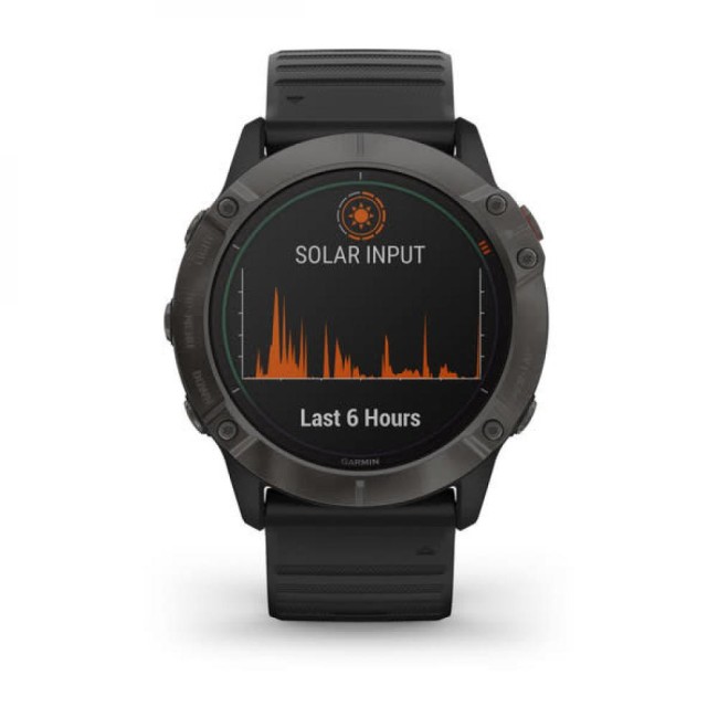 Часы Garmin Fenix 6X Pro Solar титановый серый DLC с черным ремешком Часы Garmin Fenix 6X Pro Solar титановый серый DLC с черным ремешком