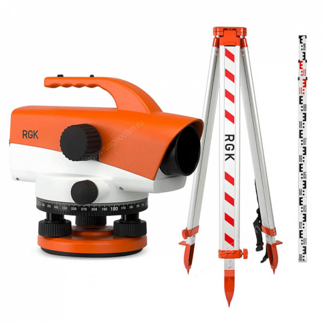 Комплект оптический нивелир RGK C-32 с поверкой + штатив S6-N + рейка AMO S5