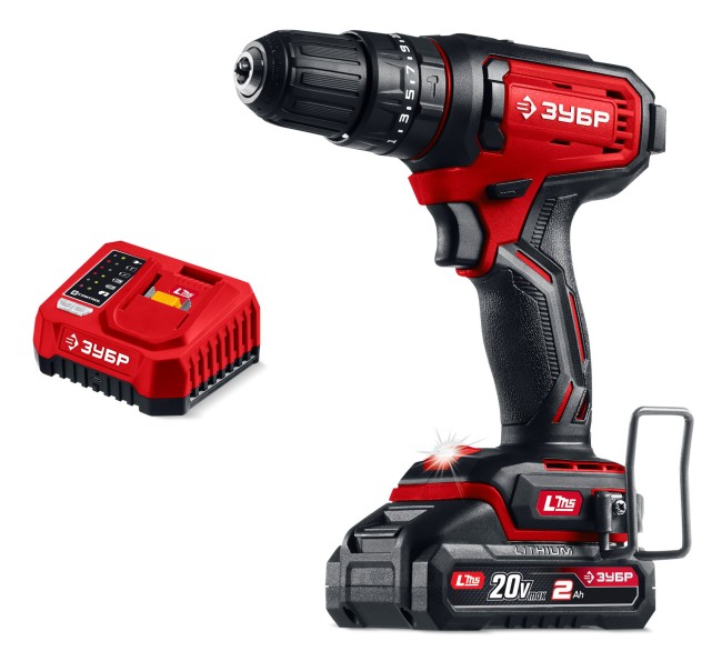 Ударная дрель-шуруповерт ДШУ-40-21 ЗУБР 20 В, 40 Н·м, 1 АКБ LMS (2 А·ч)