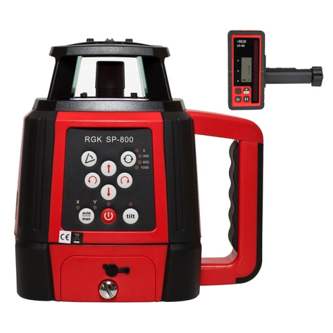 Комплект: ротационный нивелир RGK SP-800 + миллиметровый приёмник излучения RGK LD-88 Комплект: ротационный нивелир RGK SP-800 + миллиметровый приёмник излучения RGK LD-88