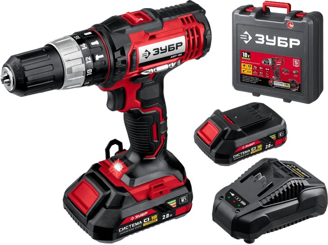 Ударная дрель-шуруповерт ДШУ-185-22 ЗУБР 2 АКБ