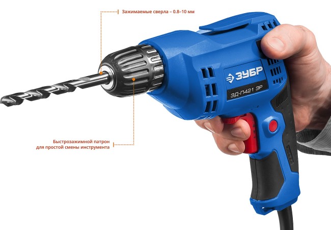 Дрель безударная ЗД-П421 ЭР ЗУБР Дрель безударная ЗД-П421 ЭР ЗУБР