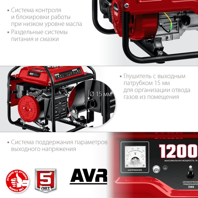 Бензиновый генератор СБ-1200 ЗУБР