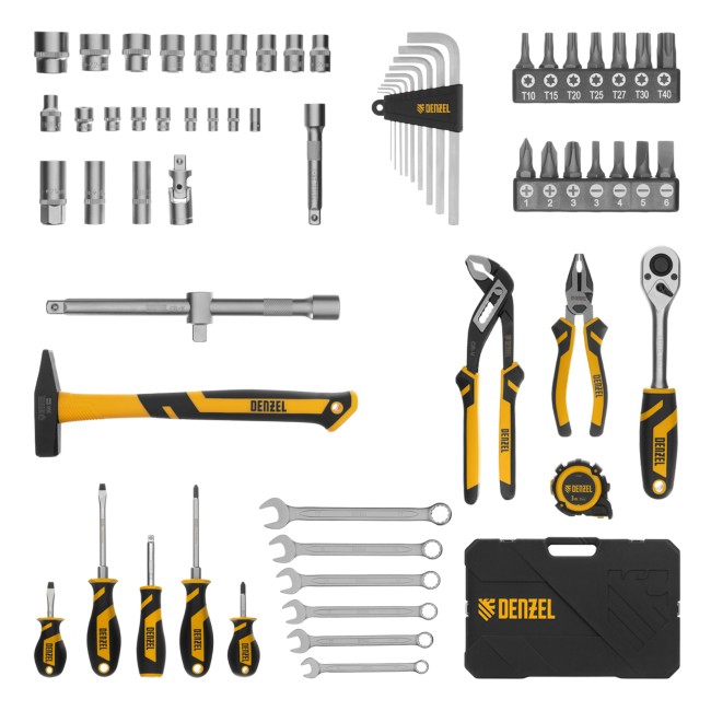 Набор инструментов 1/2", 1/4" 64 предмета Denzel Набор инструментов 1/2", 1/4" 64 предмета Denzel