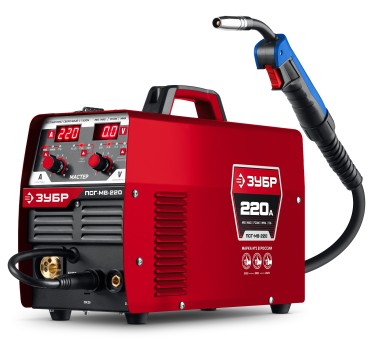 Полуавтомат сварочный, с газом / без газа ПСГ-М8-220 ЗУБР MASTER, MIG / MAG, FCAW, MMA, TIG, 220 А