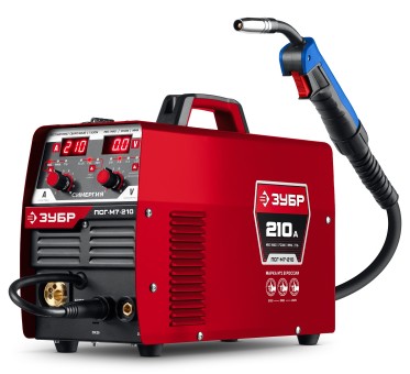 Полуавтомат сварочный, с газом / без газа ПСГ-М7-210 ЗУБР СИНЕРГИЯ, MIG / MAG, FCAW, MMA, TIG, 210 А