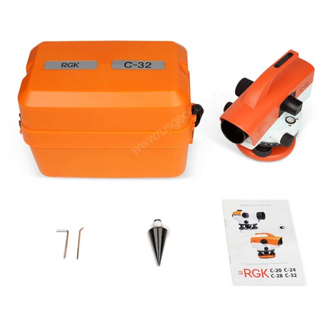 Комплект оптический нивелир RGK C-32 с поверкой + штатив S6-N + рейка RGK TS-7