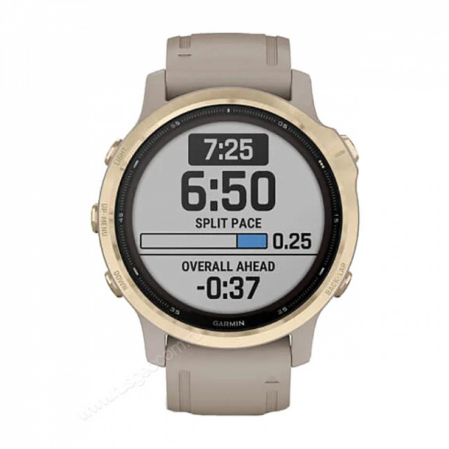 Часы Garmin Fenix 6S Pro Solar золотистый с песочным ремешком