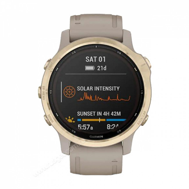 Часы Garmin Fenix 6S Pro Solar золотистый с песочным ремешком
