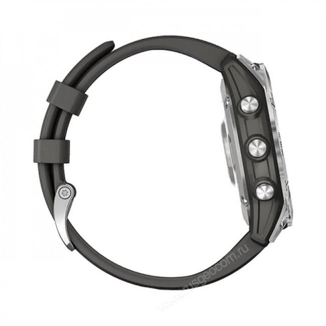 Часы Garmin Fenix 7 серебристый с графитовым силиконовым ремешком