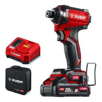 Бесщеточный ударный винтоверт ВБУ-180-21 ЗУБР 20 В, 180 Н·м, 1 АКБ LMS (2 А·ч)