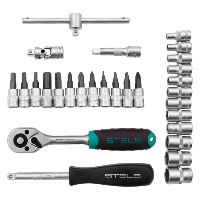 Набор инструментов, 1/4", CrV 29 предметов Stels