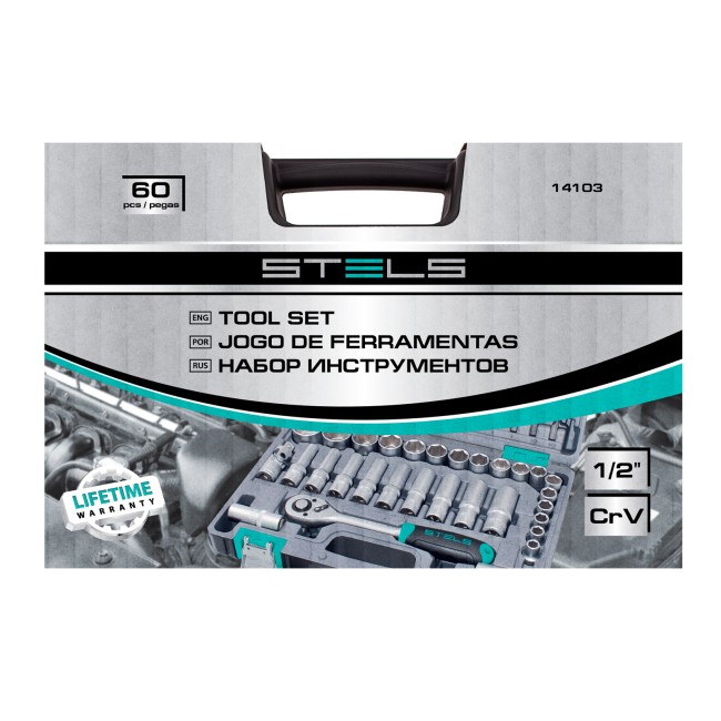 Набор инструментов, 1/2", CrV 60 предметов Stels