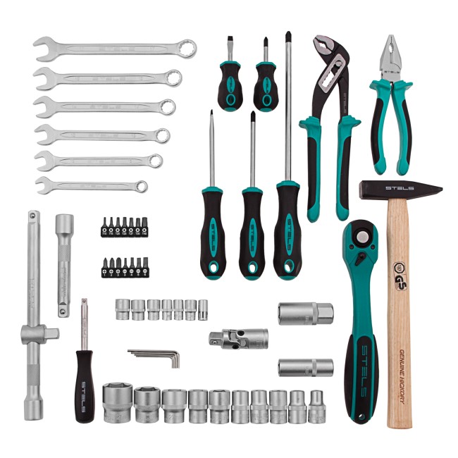 Набор инструментов 1/2", Cr-V 58 предметов Stels