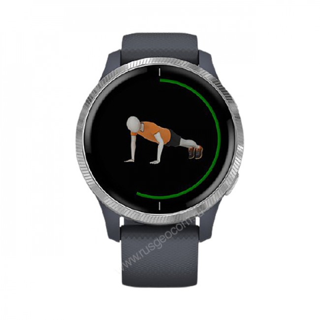 Часы Garmin Venu синий гранит с серебристым безелем Часы Garmin Venu синий гранит с серебристым безелем
